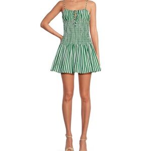 Gianni Bini Ellie Stripe Smocked Drop Waist Bubble Hem Dress